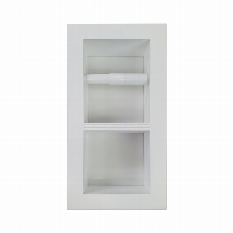 Bradenton Recessed Solid Wood Double Toilet Paper Holder 7 x 14.5"  30 White Enamel