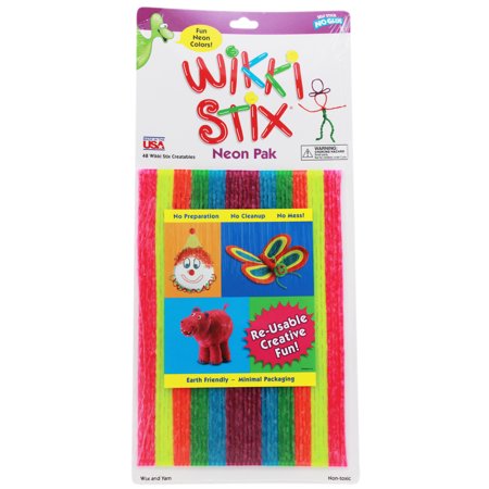 Wikki Stix, Neon Colors, 8", 48 Per Pack, 3 Packs