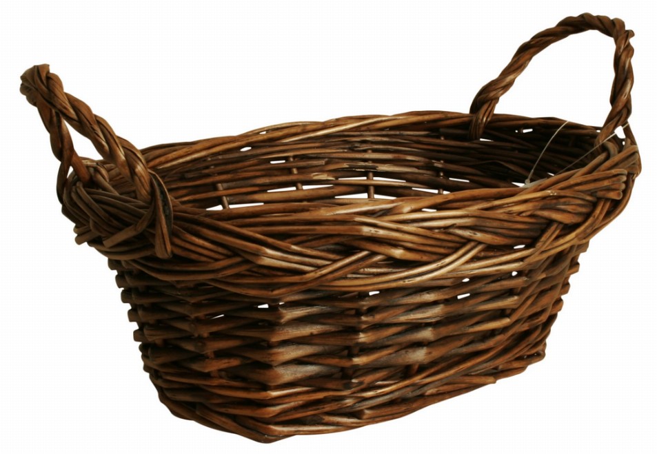 10" Dark Brown Oval Willow Basket