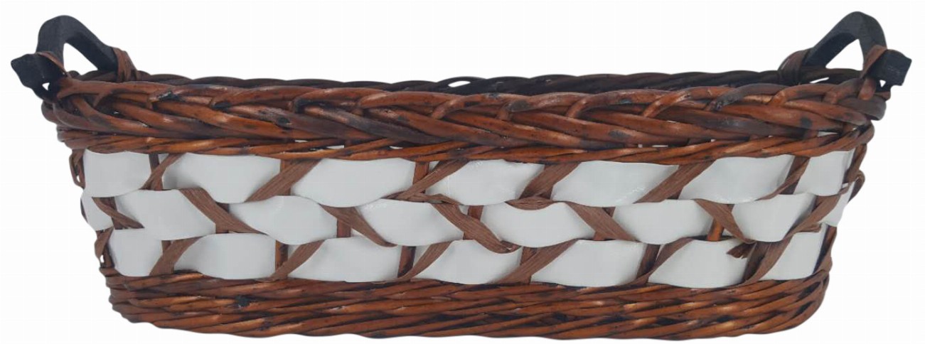 22" Willow Basket w/White Woven Bands
