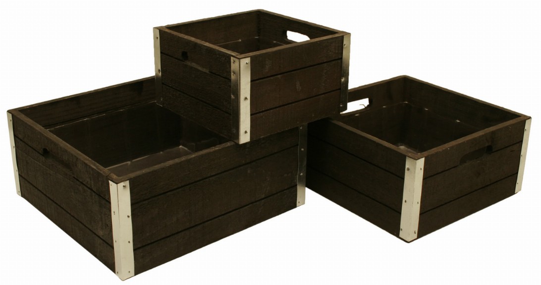 Set Of 3 Wood Crates