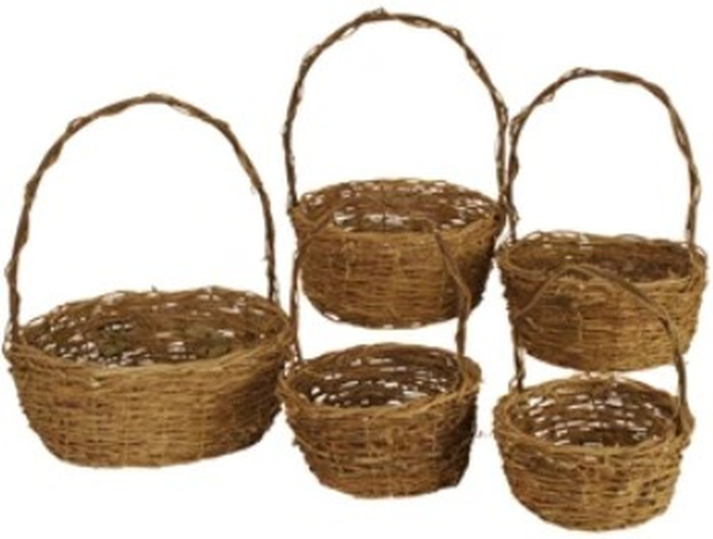 Set Of 5 Unpeeled Willow Baskets