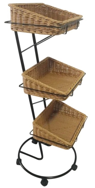 Three Tier Storage Stand w/Washable Wicker Baskets