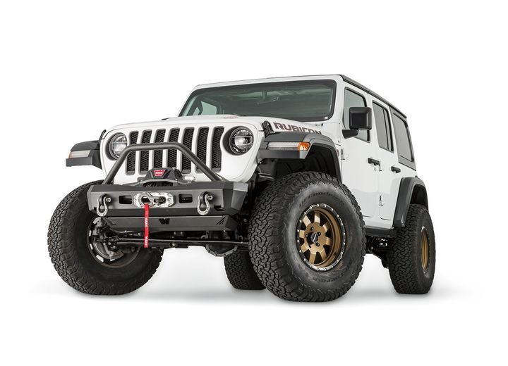 WINCH ELITE STUBBY BUMPER W/TUBULAR GRILLE GUARD FOR JEEP JL, RATED: 12,000 LBS