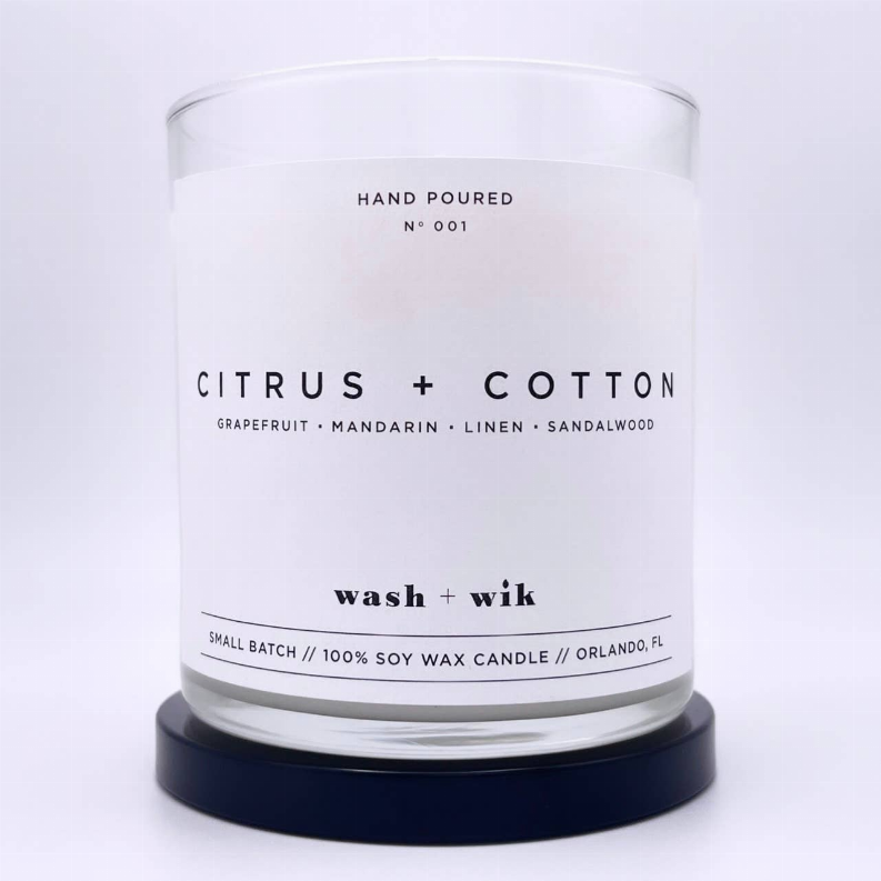 Citrus and Cotton Soy Wax Candle