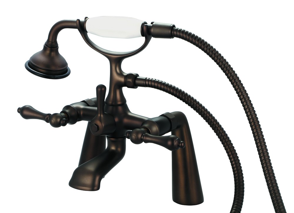 7" Spread Deck Mount Tub Faucet With Handheld Shower, Oil Rubbed Bronze Finish With P