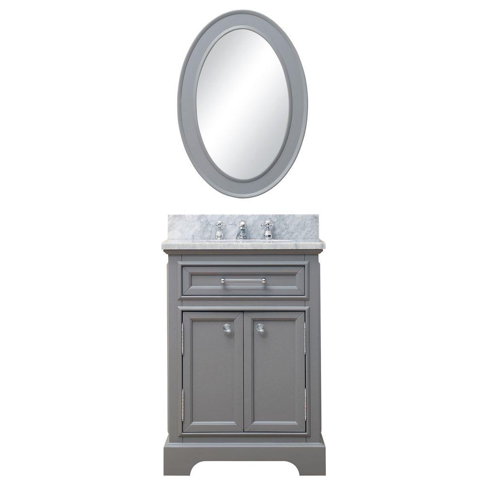 24 Inch Cashmere Grey Single Sink Bathroom Vanity With Matching Framed Mirror From The Derby Collection