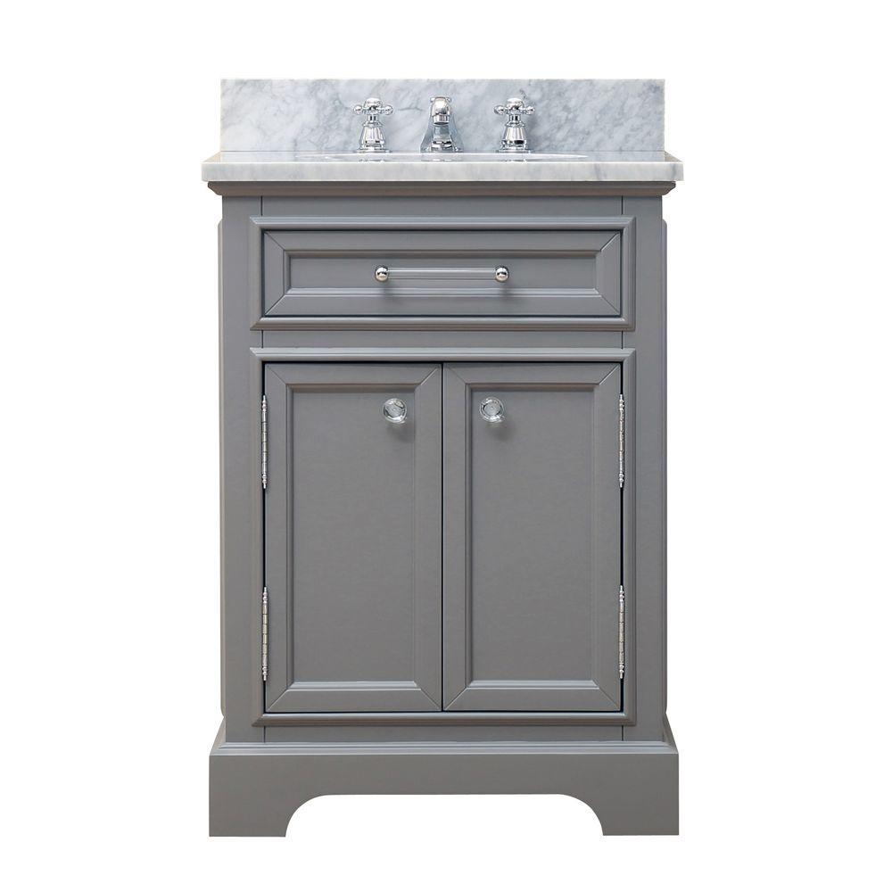 24 Inch Cashmere Grey Single Sink Bathroom Vanity With Faucet From The Derby Collection