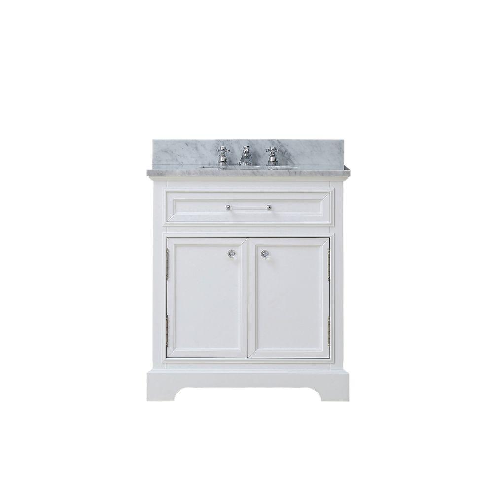 24 Inch Pure White Single Sink Bathroom Vanity With Faucet From The Derby Collection