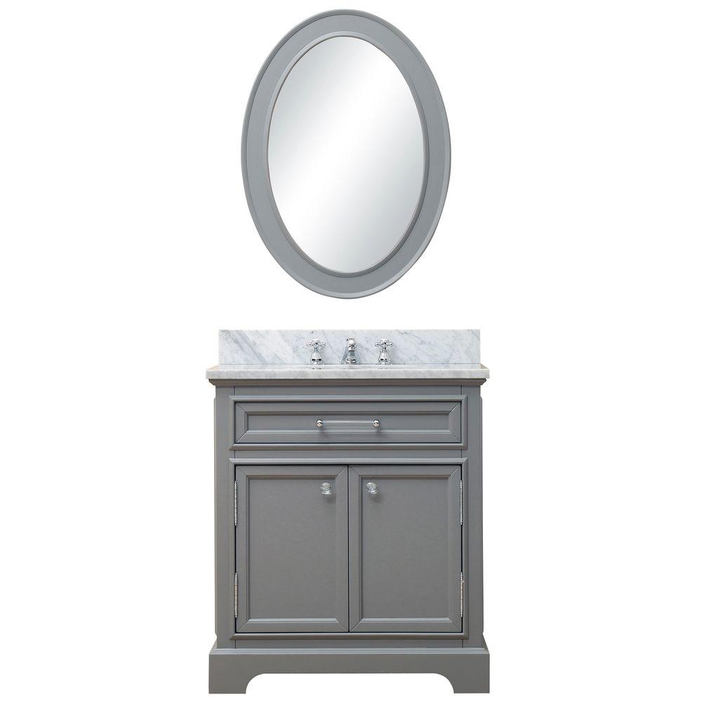 30 Inch Cashmere Grey Single Sink Bathroom Vanity With Matching Framed Mirror From The Derby Collection