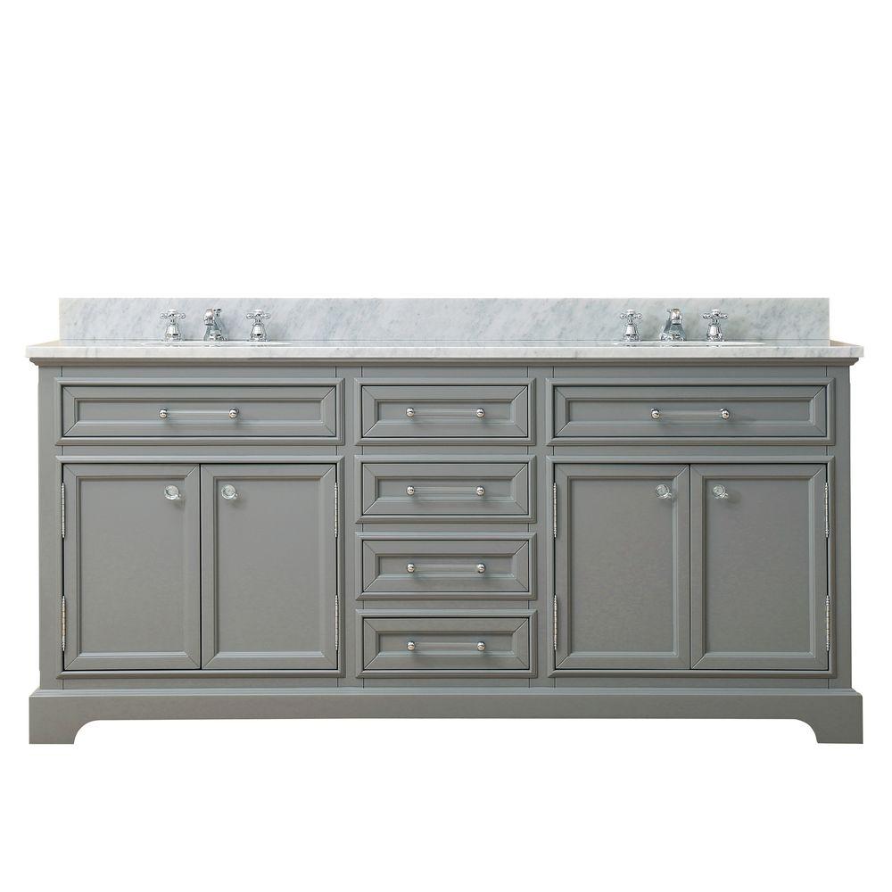 72 Inch Cashmere Grey Double Sink Bathroom Vanity With Faucet From The Derby Collection