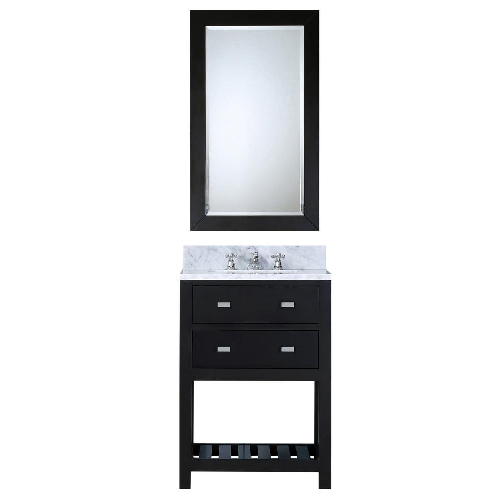 24 Inch Espresso Single Sink Bathroom Vanity With Matching Framed Mirror From The Madalyn Collection