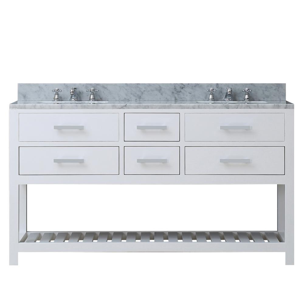 60 Inch Pure White Double Sink Bathroom Vanity From The Madalyn Collection