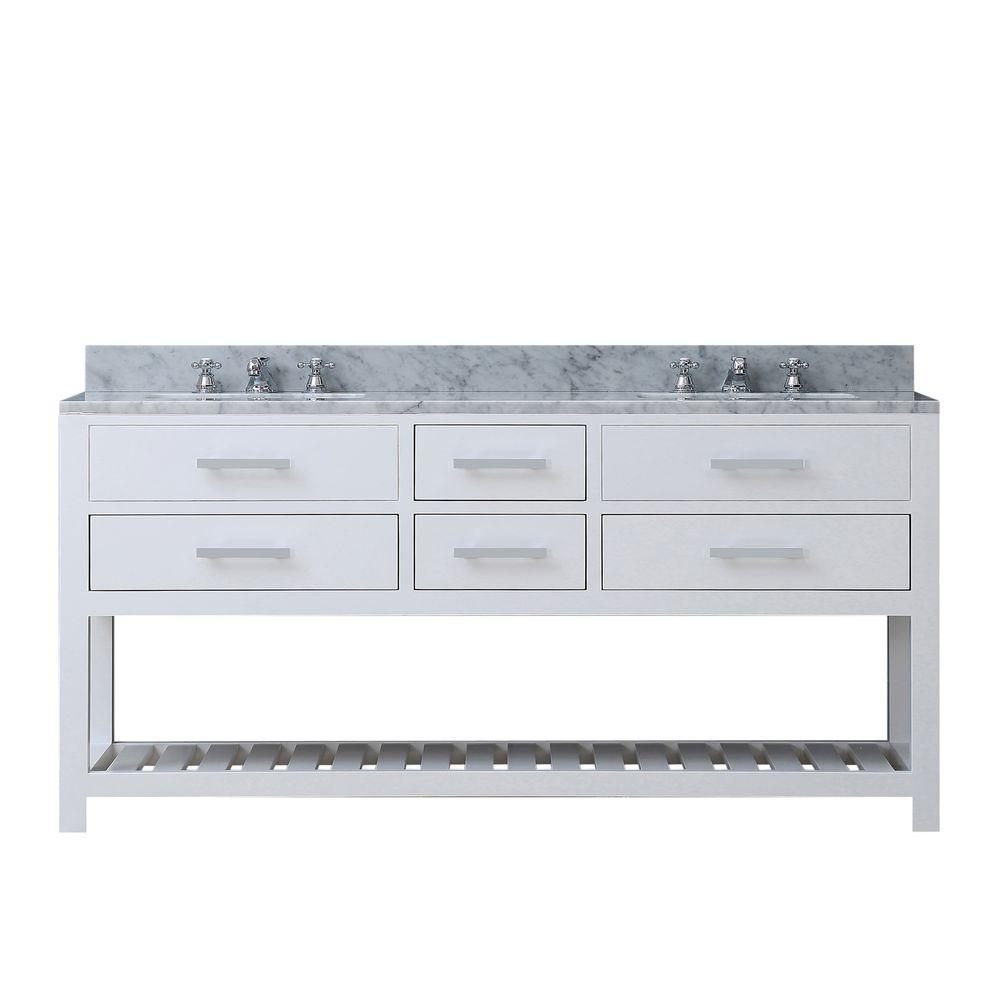72 Inch Pure White Double Sink Bathroom Vanity With Faucet From The Madalyn Collection