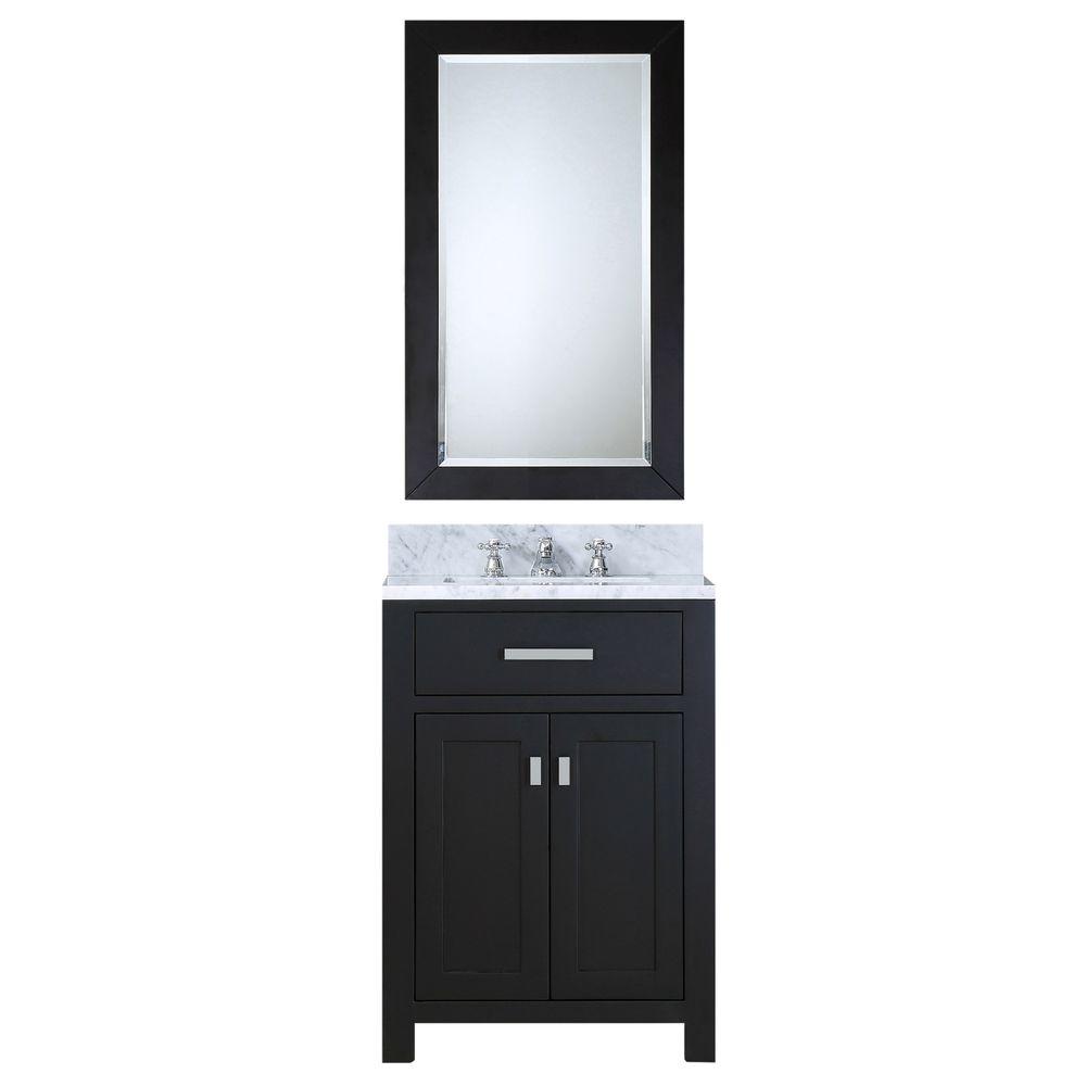 24 Inch Espresso Single Sink Bathroom Vanity With Matching Framed Mirror And Faucet From The Madison Collection