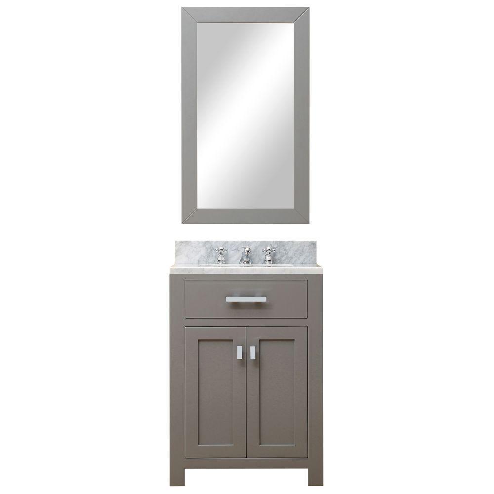 24 Inch Cashmere Grey Single Sink Bathroom Vanity With Matching Framed Mirror From The Madison Collection