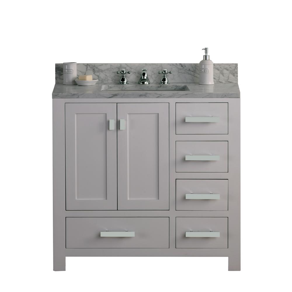36 Inch Wide Pure White Single Sink Bathroom Vanity From The Madison Collection