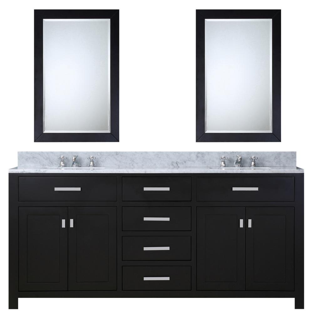60 Inch Espresso Double Sink Bathroom Vanity With 2 Matching Framed Mirrors From The Madison Collection