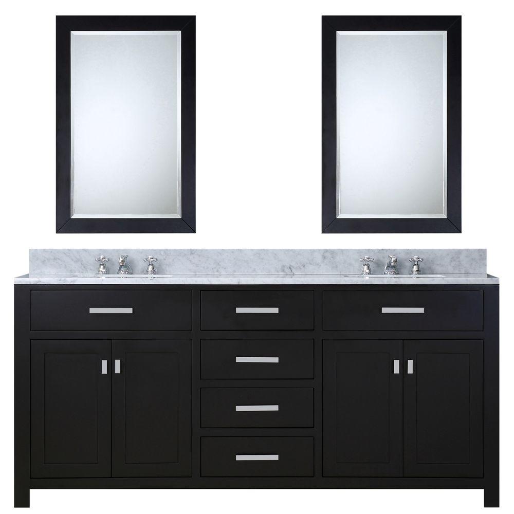 60 Inch Espresso Double Sink Bathroom Vanity With 2 Matching Framed Mirrors And Faucets From The Madison Collection