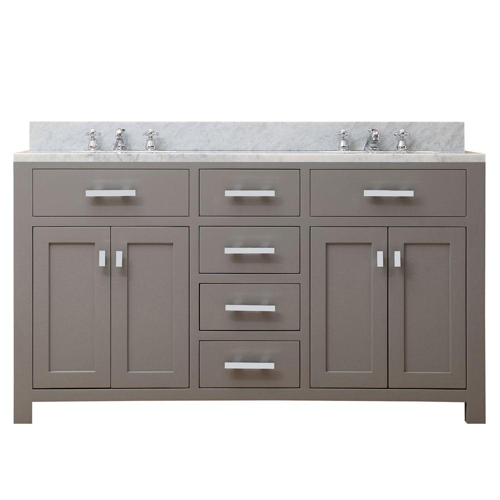 60 Inch Cashmere Grey Double Sink Bathroom Vanity From The Madison Collection