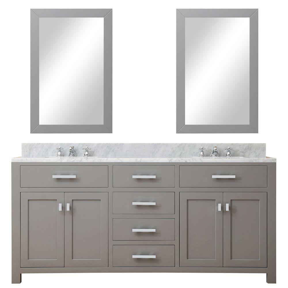 72 Inch Cashmere Grey Double Sink Bathroom Vanity With 2 Matching Framed Mirrors From The Madison Collection