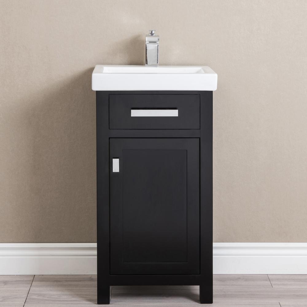 18 Inch Espresso MDF Single Bowl Ceramics Top Vanity With Single Door From The MIA Collection