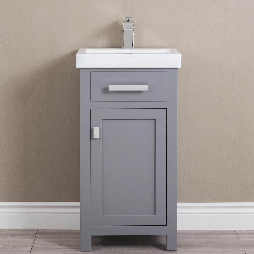 18 Inch Cashmere Grey MDF Single Bowl Ceramics Top Vanity With Single Door From The MIA Collection