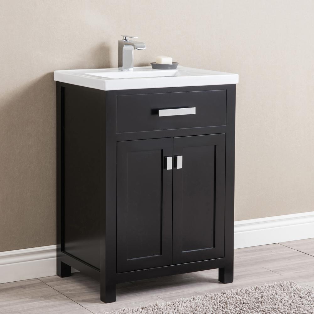 24 Inch Espresso MDF Single Bowl Ceramics Top Vanity With Double Door From The MYRA Collection