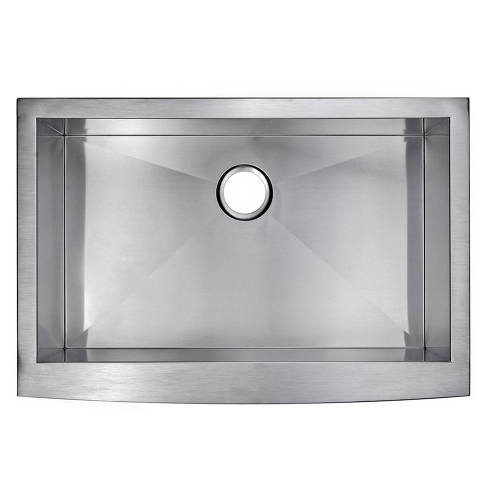 33 Inch X 21 Inch Zero Radius Single Bowl Stainless Steel Hand Made Apron Front Kitchen Sink