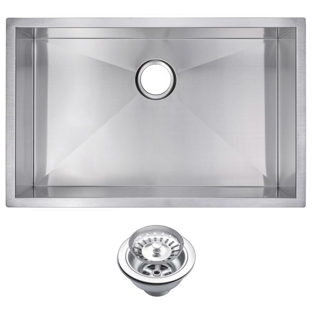 30 Inch X 19 Inch Zero Radius Single Bowl Stainless Steel Hand Made Undermount Kitchen Sink With Drain and Strainer