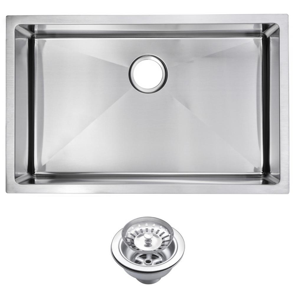 30 Inch X 19 Inch 15mm Corner Radius Single Bowl Stainless Steel Hand Made Undermount Kitchen Sink With Drain and Strainer