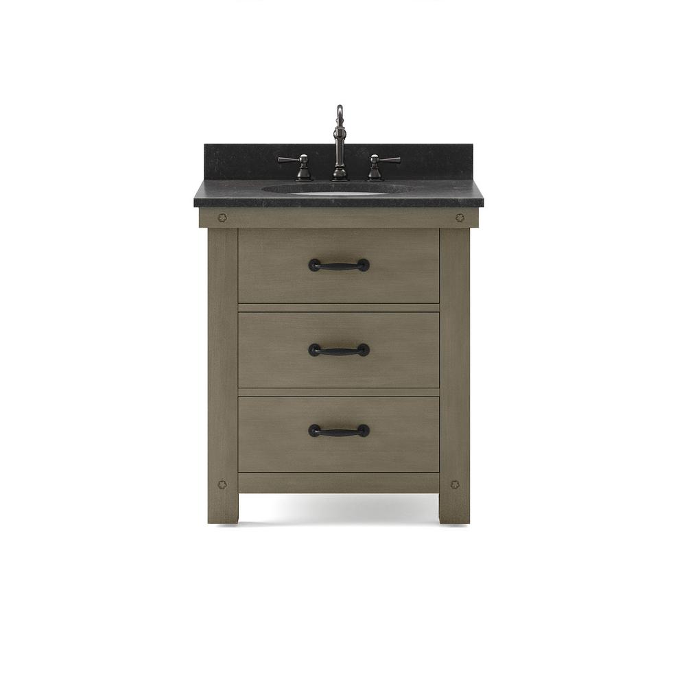 30 Inch Grizzle Grey Single Sink Bathroom Vanity With Faucet With Blue Limestone Counter Top From The ABERDEEN Collection