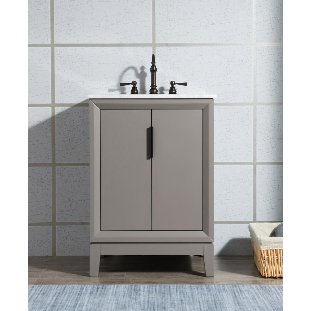 Elizabeth 24-Inch Single Sink Carrara White Marble Vanity In Cashmere Grey With Matching Mirror(s) and F2-0012-03-TL Lavatory Fa