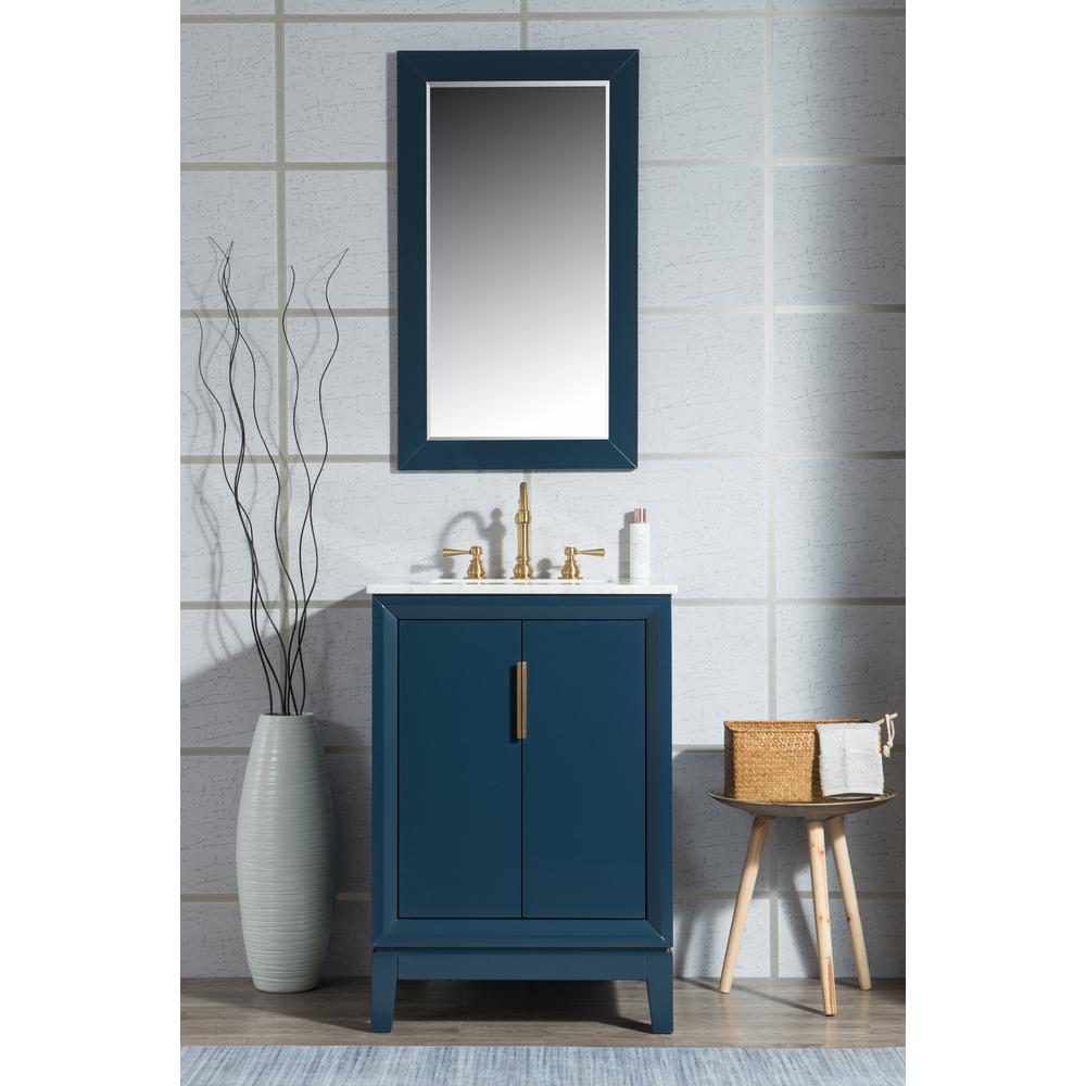 Elizabeth 24-Inch Single Sink Carrara White Marble Vanity In Monarch Blue With Matching Mirror(s) and F2-0012-06-TL Lavatory Fau