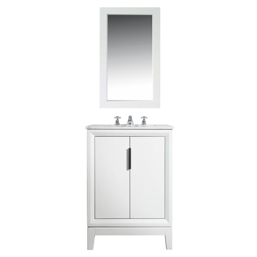 Elizabeth 24-Inch Single Sink Carrara White Marble Vanity In Pure White With Matching Mirror(s) and F2-0009-01-BX Lavatory Fauce