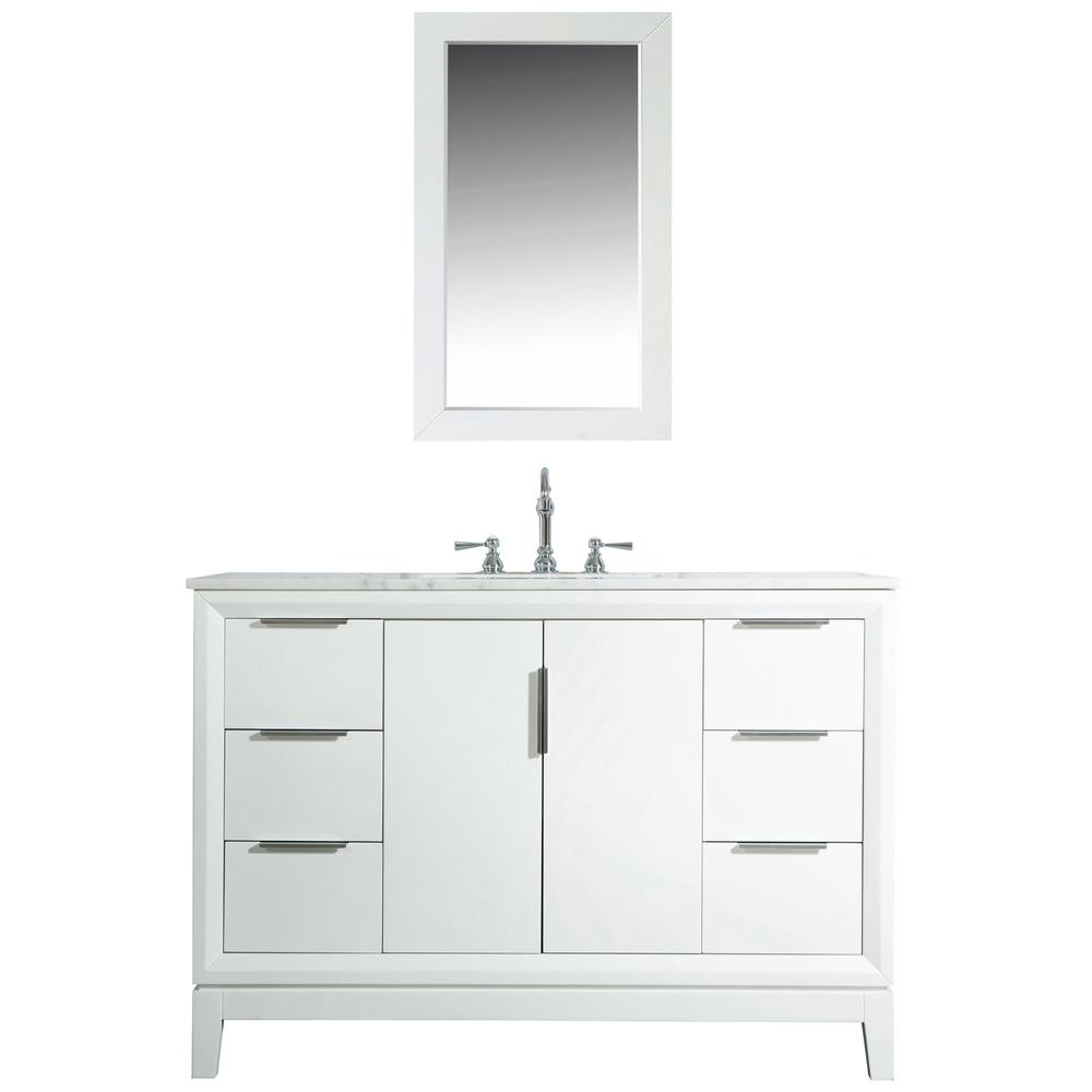 Elizabeth 48-Inch Single Sink Carrara White Marble Vanity In Pure White With F2-0012-01-TL Lavatory Faucet(s)