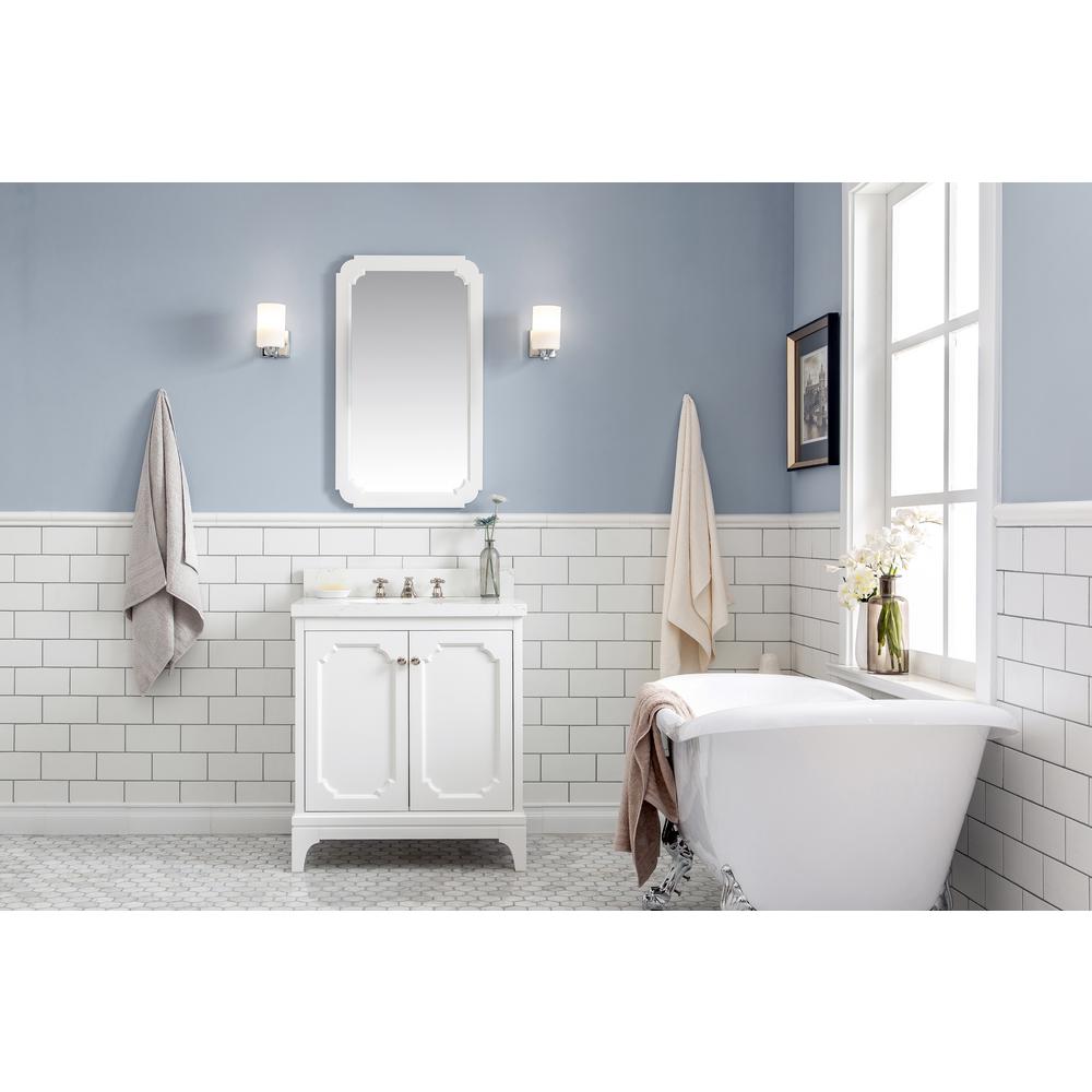 Queen 30-Inch Single Sink Quartz Carrara Vanity In Pure White