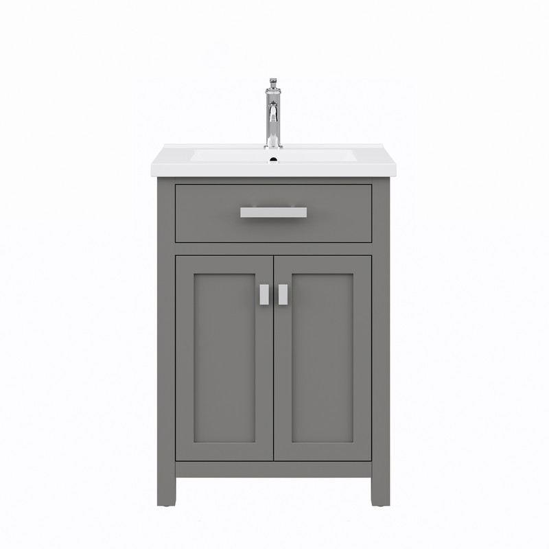 Myra 24 In. Integrated Ceramic Sink Top Vanity in Espresso with Modern Single Faucet