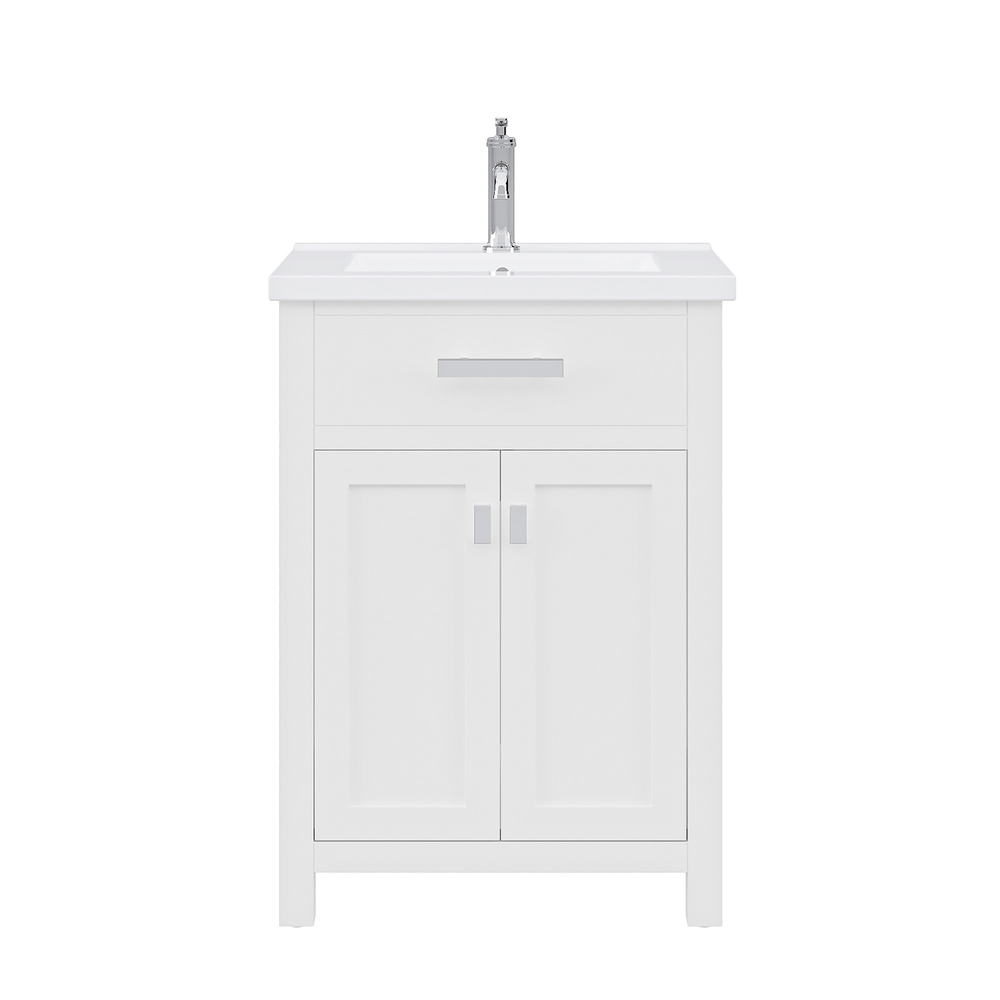 Myra 24 In. Integrated Ceramic Sink Top Vanity in Monarch Blue with Modern Single Faucet
