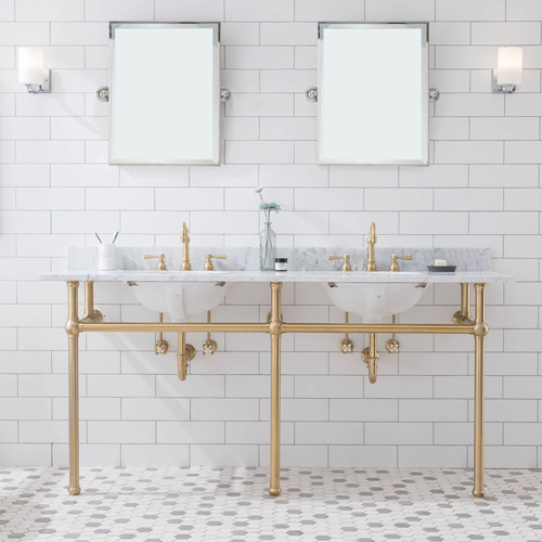 Embassy 72" Wide Double Wash Stand Only in Satin Brass