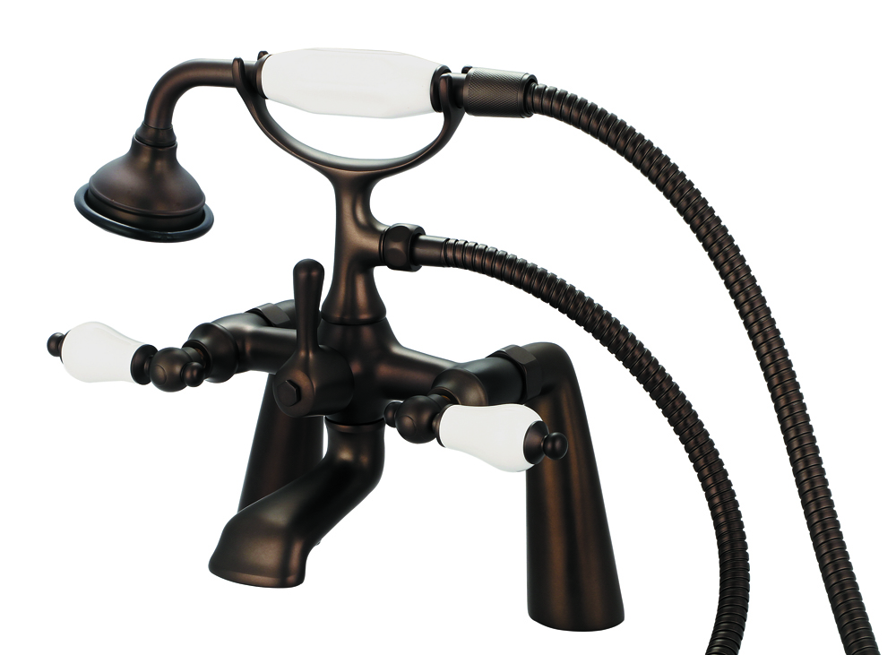 7" Spread Deck Mount Tub Faucet With Handheld Shower, Oil Rubbed Bronze Finish With P