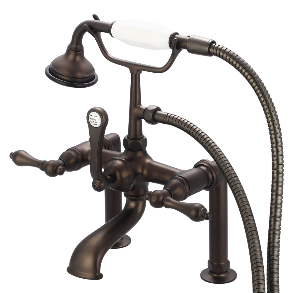 7" Spread Deck Mount Tub Faucet With 6" Risers & Handheld Shower, Oil Rubbed Bronze F