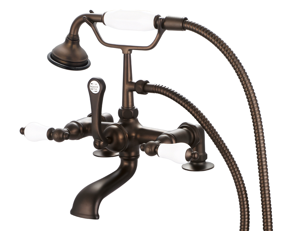 7" Spread Deck Mount Tub Faucet With 2" Risers & Handheld Shower, Oil Rubbed Bronze F