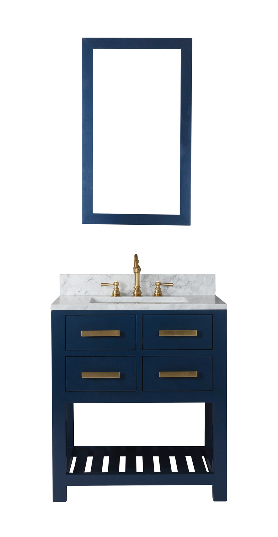 30 Inch Monarch Blue Single Sink Bathroom Vanity With Mirror From The Madalyn Collection