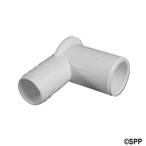 Fitting, PVC, Ribbed Barb Ell Adapter, 90+, 3/4"RB x 3/4"Spg, Short
