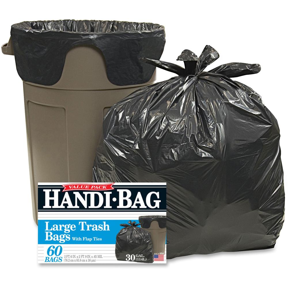 Webster Handi-Bag Wastebasket Bags - Medium Size - 30 gal Capacity - 29" Width x 36" Length - 0.70 mil (18 Micron) Thickness - B