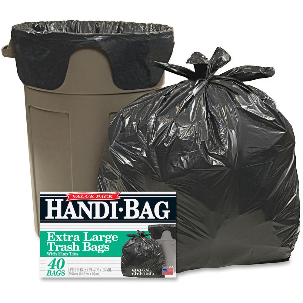 Webster Handi-Bag Wastebasket Bags - Medium Size - 33 gal Capacity - 32" Width x 40" Length - 0.70 mil (18 Micron) Thickness - 6
