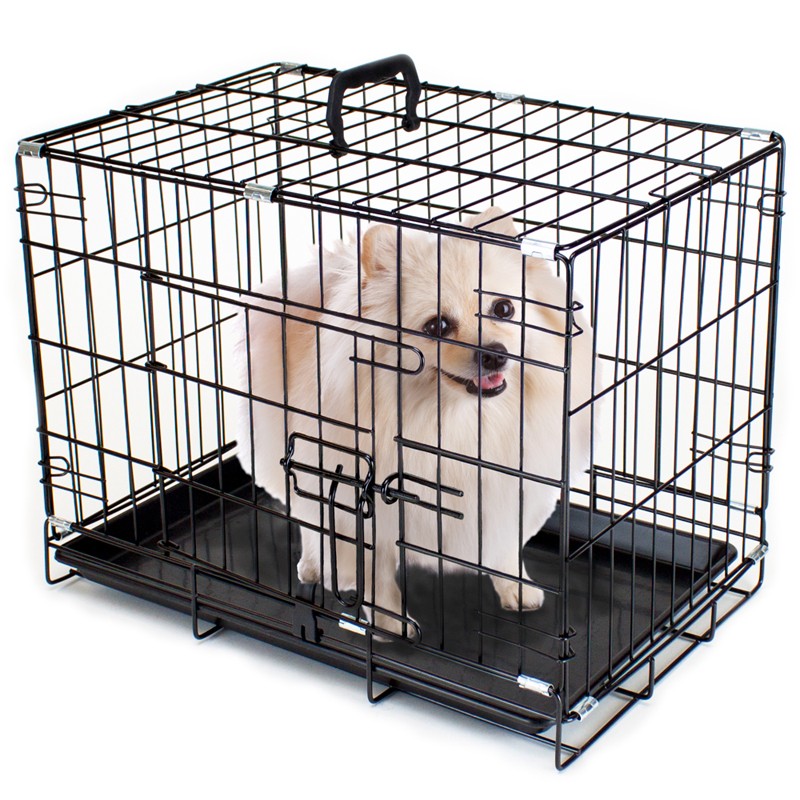 18" EXTRA SMALL Folding Metal Pet Crate with Removable Liner