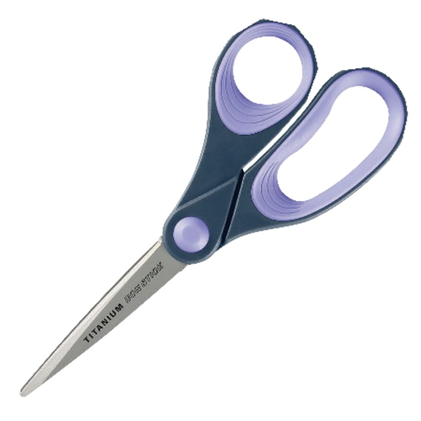 Westcott Titanium-bonded 8" Straight Scissors - 8" Overall Length - Straight-left/right - Titanium - Pointed Tip - Purple - 1 Ea