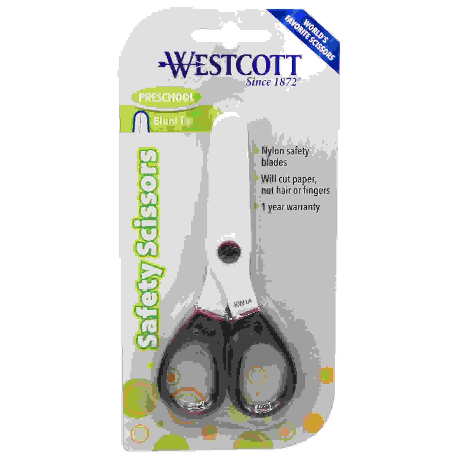 Westcott Super Safety Child Scissors - 5" Overall Length - Left/Right - Metal - Blunted Tip - Purple - 12 / Box